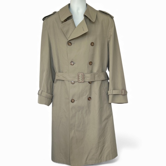 London Fog Vintage Double Breasted Trench Coat Size 40 S/C Zip Out Red Lining - Picture 1 of 11